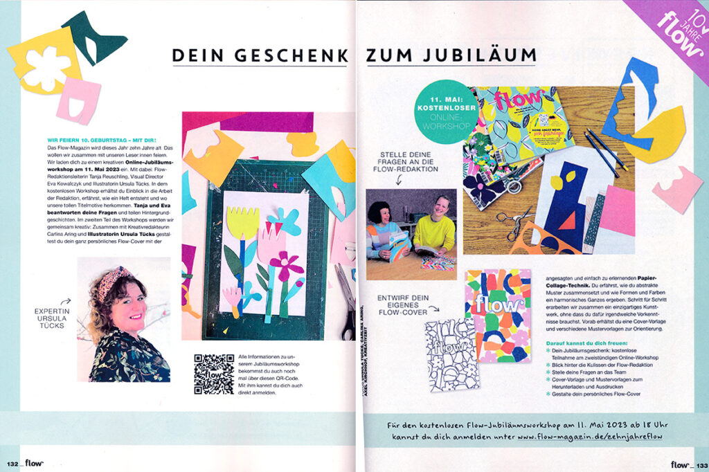 Presse Artikel von dem Flow Magazin zum 10 jährigen Jubiliämsworkshop mit der Expertin Ursula Tücks.