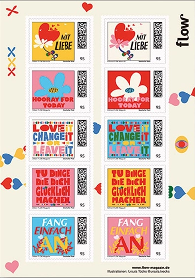 Sonderedition Briefmarken von der Deutschen Post, Flow Magazin und Ursula Tuecks.